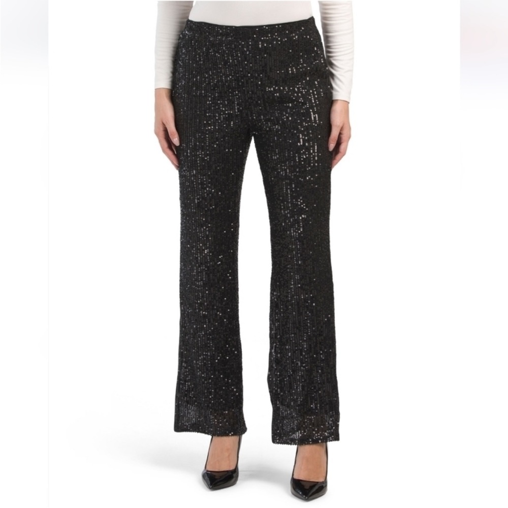 Cece Black all over sequin pull-on pants‎